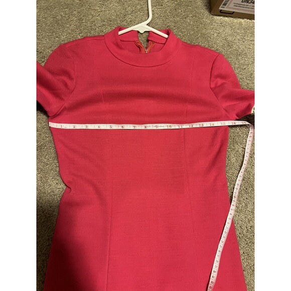 Vintage 70s Mini Sweater Dress Babydoll Balloon Sleeves Floral Trim - Picture 3 of 5